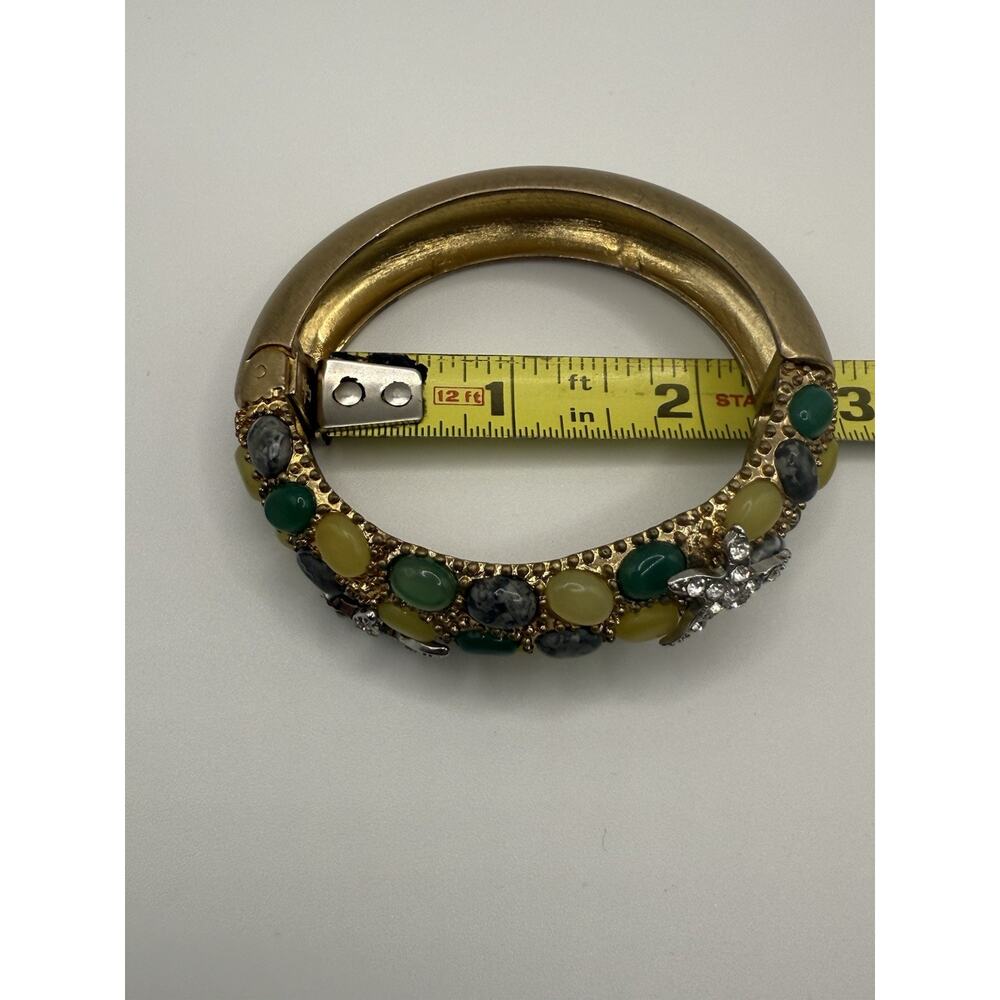 Vintage Cabi Cuff Bracelet Hinged‎ Rhinestone Starfish Colorful Stones Gold Tone - Picture 8 of 10